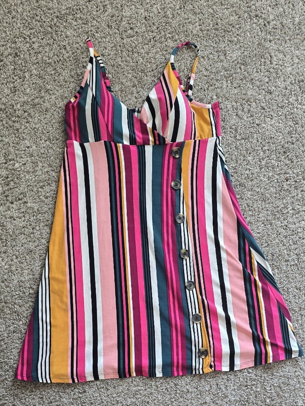 Planet Gold Women's Striped Spaghetti Strap V Neck Short Dress